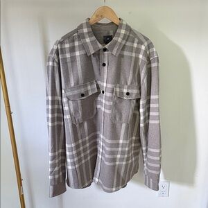 H&M Men's Taupe Plaid Shirt Jacket